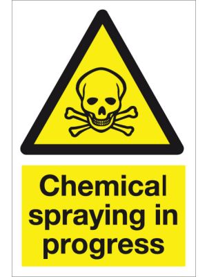 Chemical Spraying in progress Safety Sign with skull and bones image 