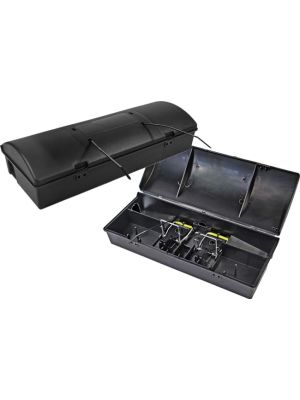 The black Rotech® Ranger RTU open and closed showing the Rotech® Snap Trap in use 